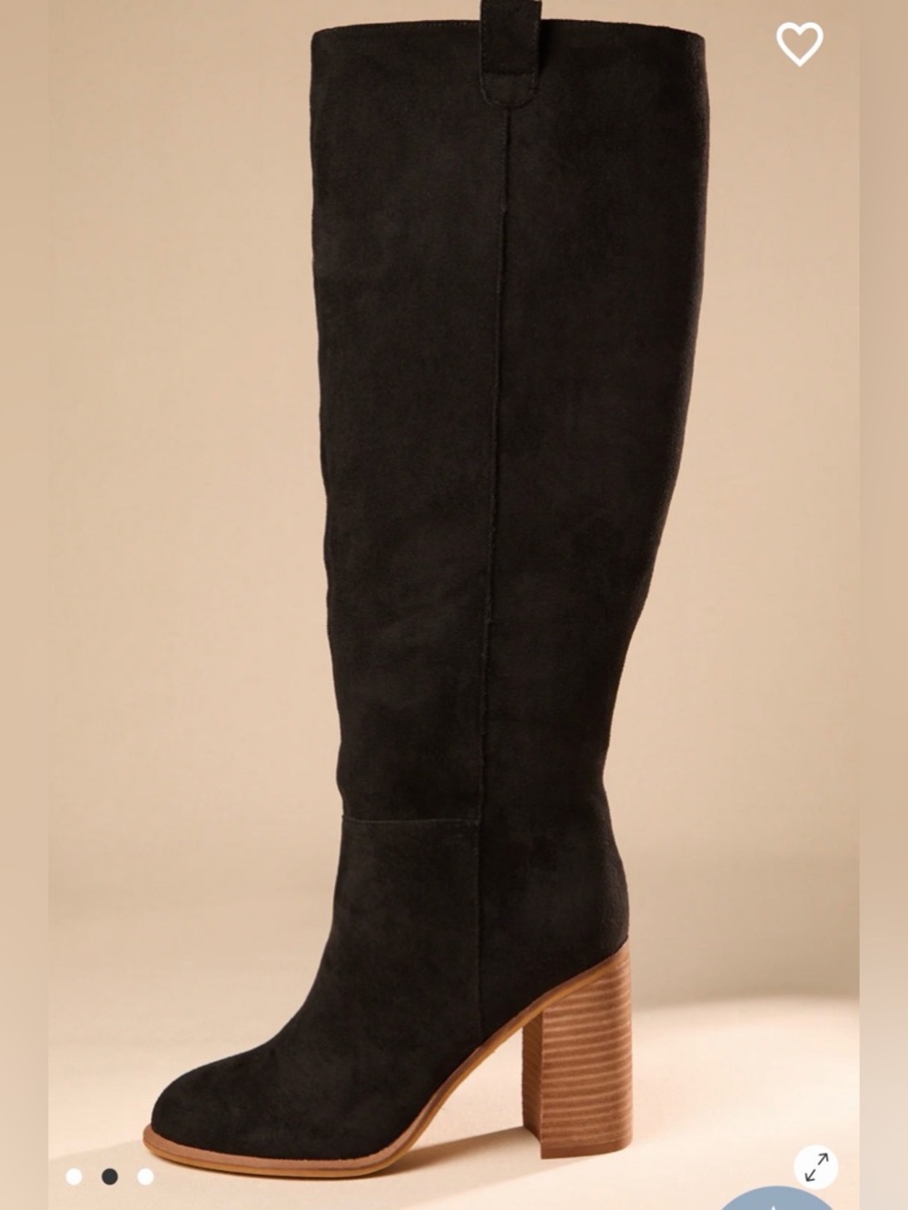 Women's Black Suede Knee-High Block Heel Boot